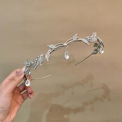 Fee Fortgeschrittener Sinn des Bohrens Blätter Augenbrauenanhänger Mori Braut Stirnschmuck Blätter Wassertropfen Haarbänder Kopfschmuck Weiblich