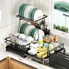 Expandable Over Sink Dish Rack Metal Open Wire Drainer for Plates Bowls Cups and Everyday Dish Drying Tasks for Household Use