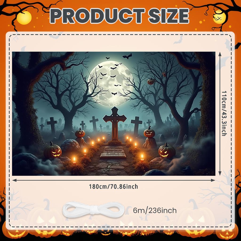 Festival Banner Night Setting Halloween Decor Ghost Banner Spooky Design Halloween Banner For Haunted House Night Event Outdoor