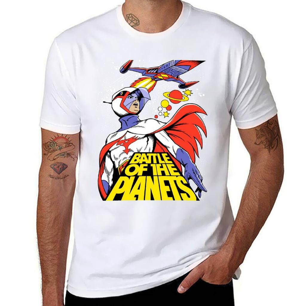 Battle of The Planets Anime Print Unisex T Shirt Retro Sci Fi Space Graphic Crew Neck Short Sleeve Streetwear Tee for Men Women Daily Summer Wear