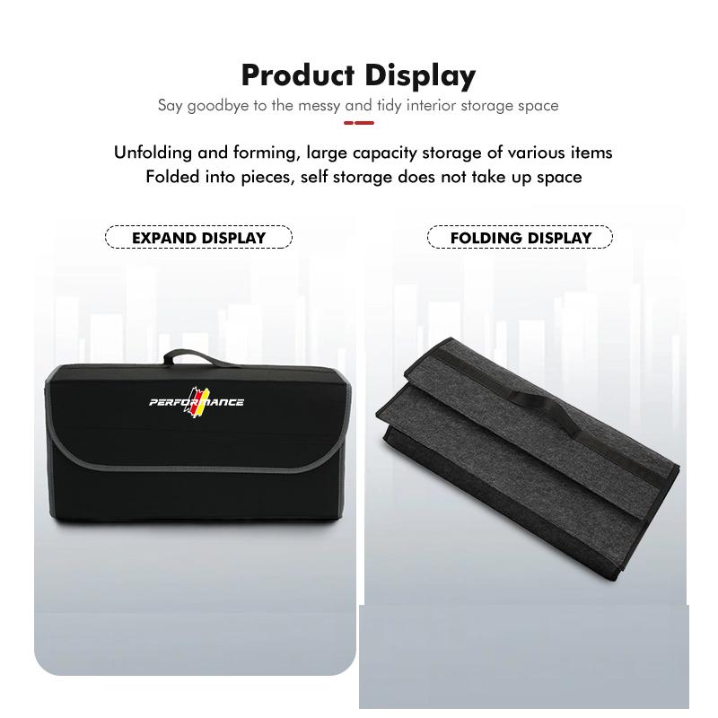 AAACF1 Felt Car Trunk Folding Organizer Bag Foldable Trip Storage Box For BMW Performance 1 3 5 7 Series M E93 F20 iX1 iX2 iX3 iX5 iX6