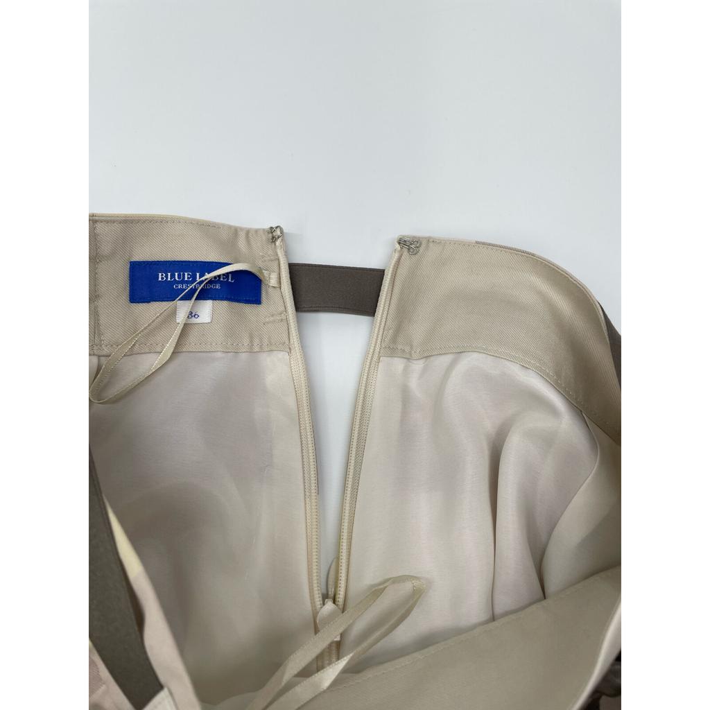 BLUE LABEL CRESTBRIDGE 2011 Yellow Crestbridge Check Light Airy Twill Flared Skirt skirt 36 Yellow x beigeUsed