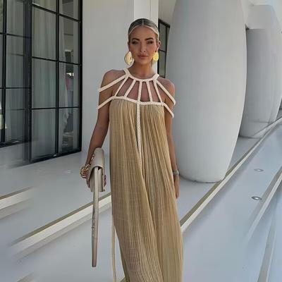 Solido Halter Harajuku Maxi abiti da donna Backless Chic senza maniche abito lungo femminile allentato Beach Vacation Party Robe