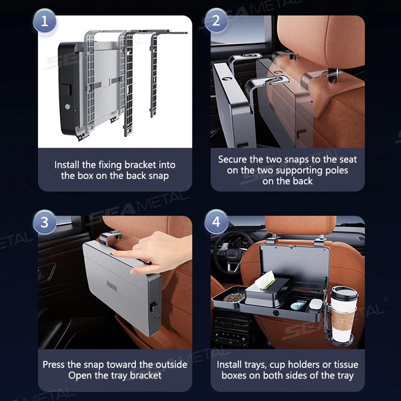 Car Backseat Table Food Tray Organizer With Cup Holder Tissue Box Auto Headrest Table Auto Cup Holder Dinner Tray Car Interior