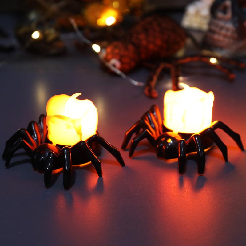 Dekoracja Atmosfery Halloween Elektroniczna Świecąca Lampa Świeca Pająk