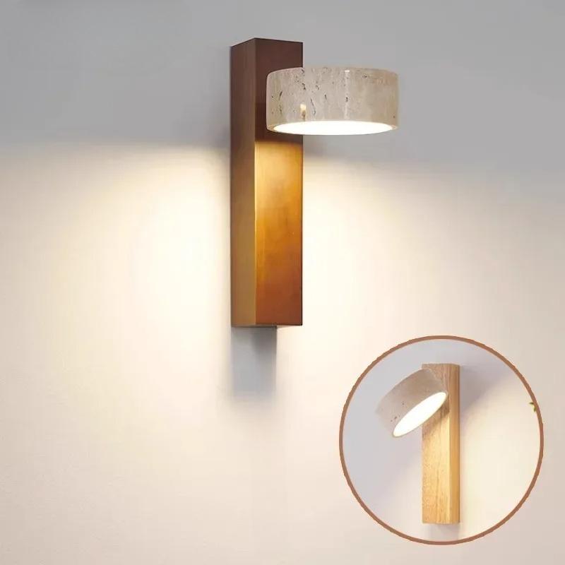 New LED Yellow Hole Stone Lamp Solid Wood Living Room Corridor Corridor Study Bedroom Bedside Lighting