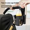 Un Portabicchieri Versatile per Passeggino con Supporto per Telefono, Progettato per Tenere Bottiglie e Bicchieri d'Acqua sia per Passeggini che per Biciclette.