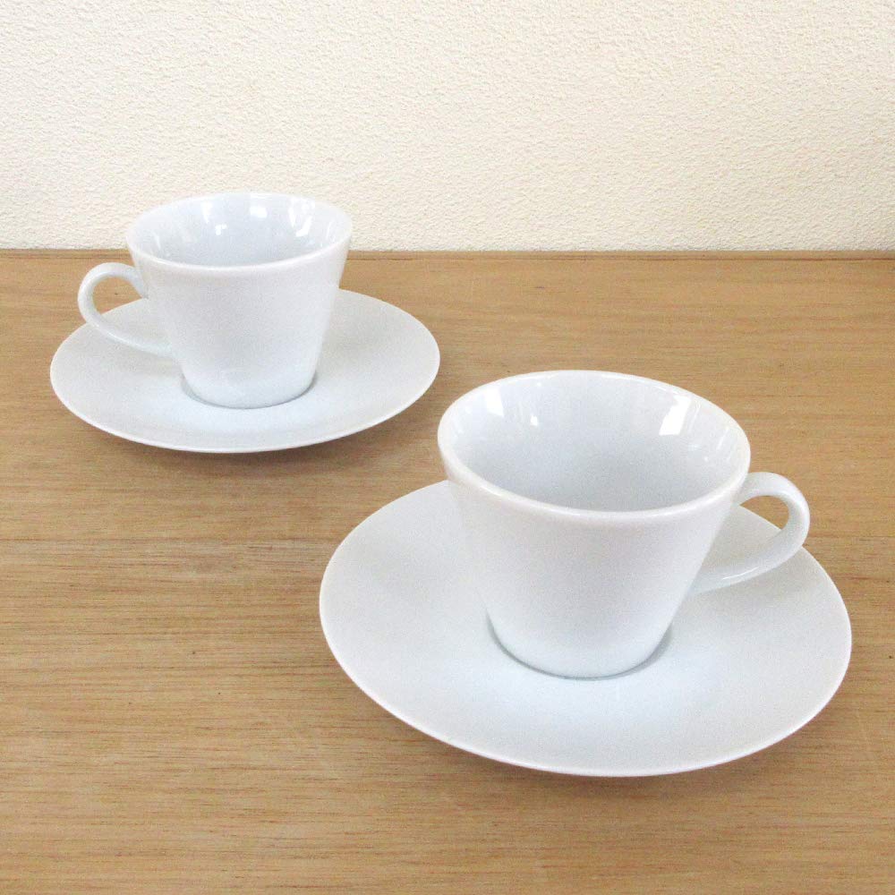 White coffee cups and saucers, set of 5, hotel-grade, commercial use, made in Japan