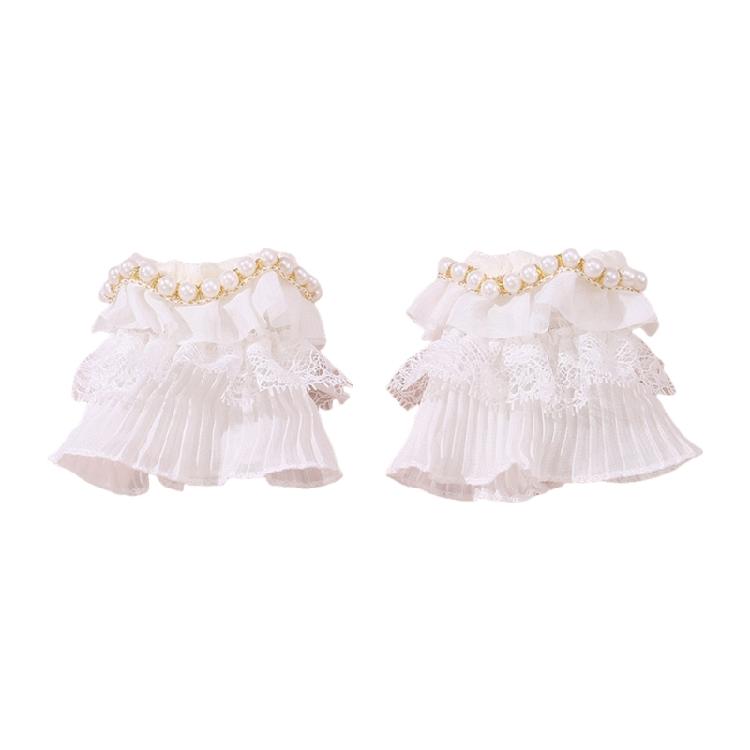 Lace Wrist Cuffs Pair for Historical Costume Parties Decorative Bowknot Lace Wristband for Cosplay and Fashion