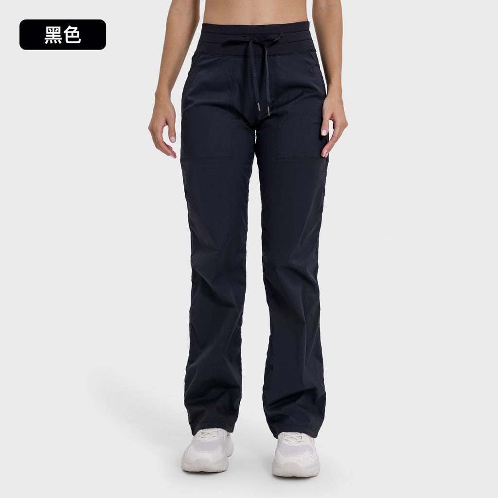 High waist loose trousers women's ice-feeling quick-drying casual woven sweatpants running two wear fitness wide-leg pants SS