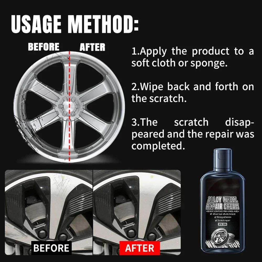 120g Scratch Repair Paste for Car Wheel Steel Alloy Hub Polisher with Sponge Metal Rim Swirl Restoration Swirl Auto Maintenance