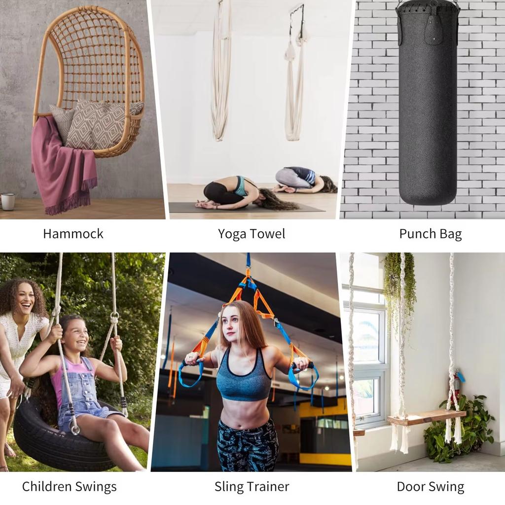 2Pcs Stainless Square Heavy Duty Ceiling Hook Wall Mounted Hook For Yoga Swings Hammocks Bracket Hardware Tools