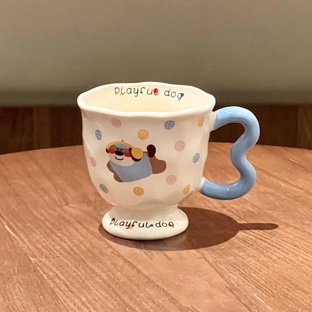 High-value Milk Cute Polka Dot Kitten Mug with Lid Girls Ceramic Cup Birthday Gift Souvenir