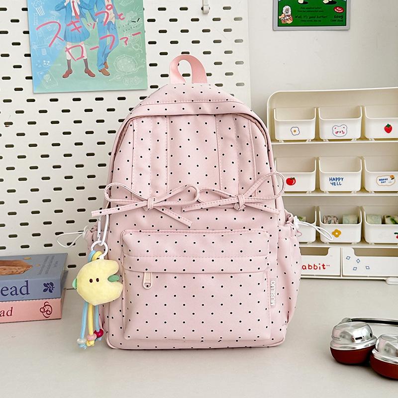 School bag summer new small fresh polka dot sweet girl travel mini backpack high value literary and art fan girls backpack