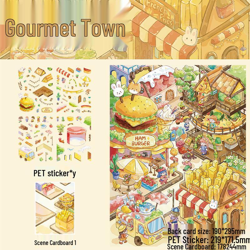 

Foodie Town Large 3D Scenic Sticker - No-Cut Miniature DIY House Decor