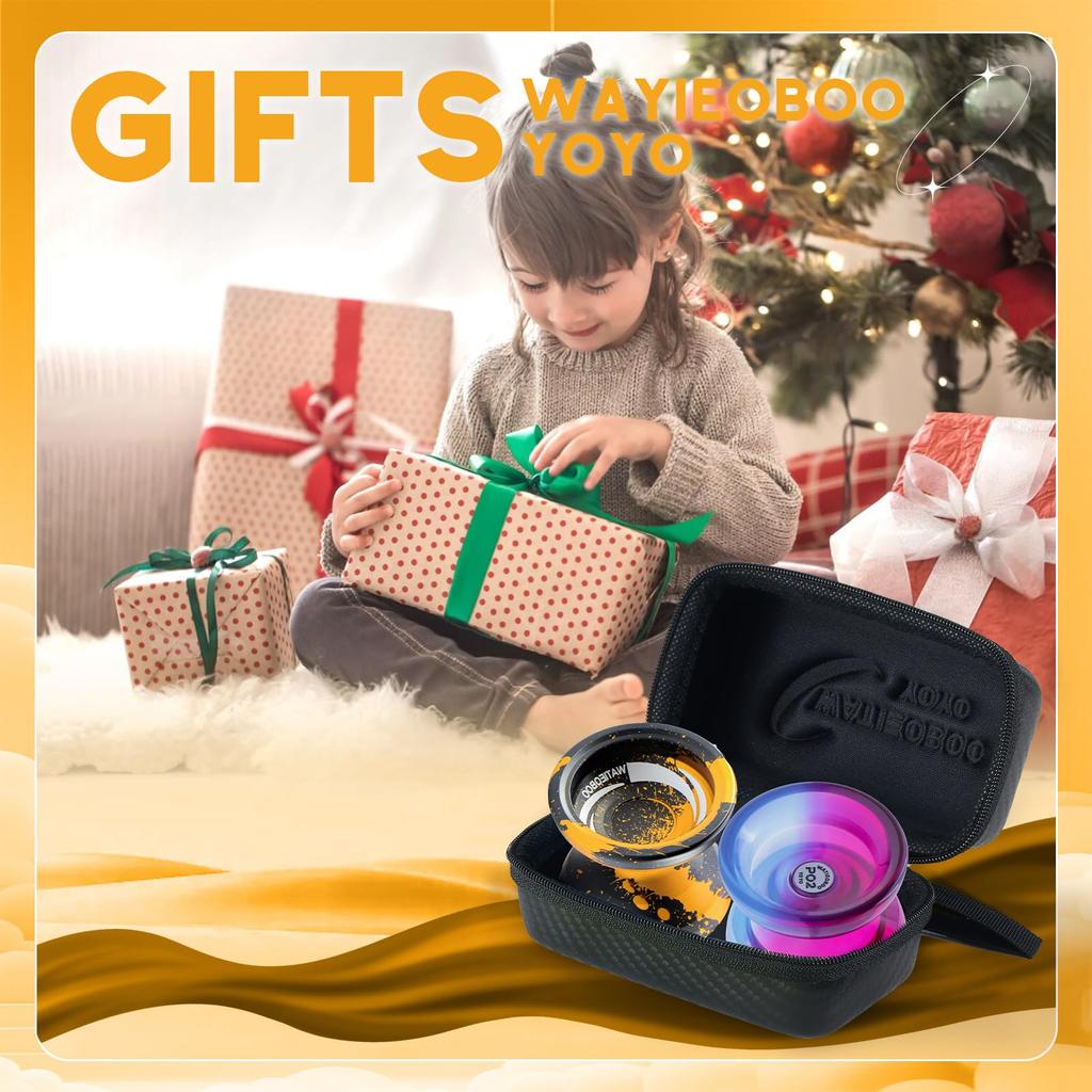WATIEOBOO Yoyo Set Metal Yoyo and P02 Yoyo and for and Complete Kit 2-Piece (R8 Two-Color Yoyo) Dual-Mode (Reactive Non-Reactive) Kids, Beginners,
