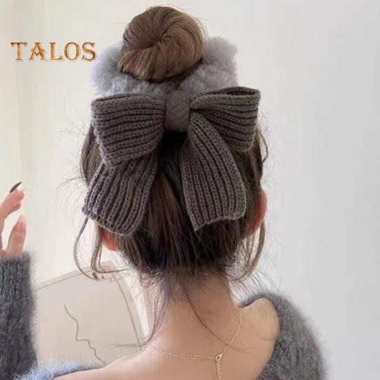 Bow Hair Rope Knit Bow Plush Hair Tie Elastic Hair Band Scrunchies Girls Ponytail Holder Hair Rope for Thick Thin Hair Accessories
