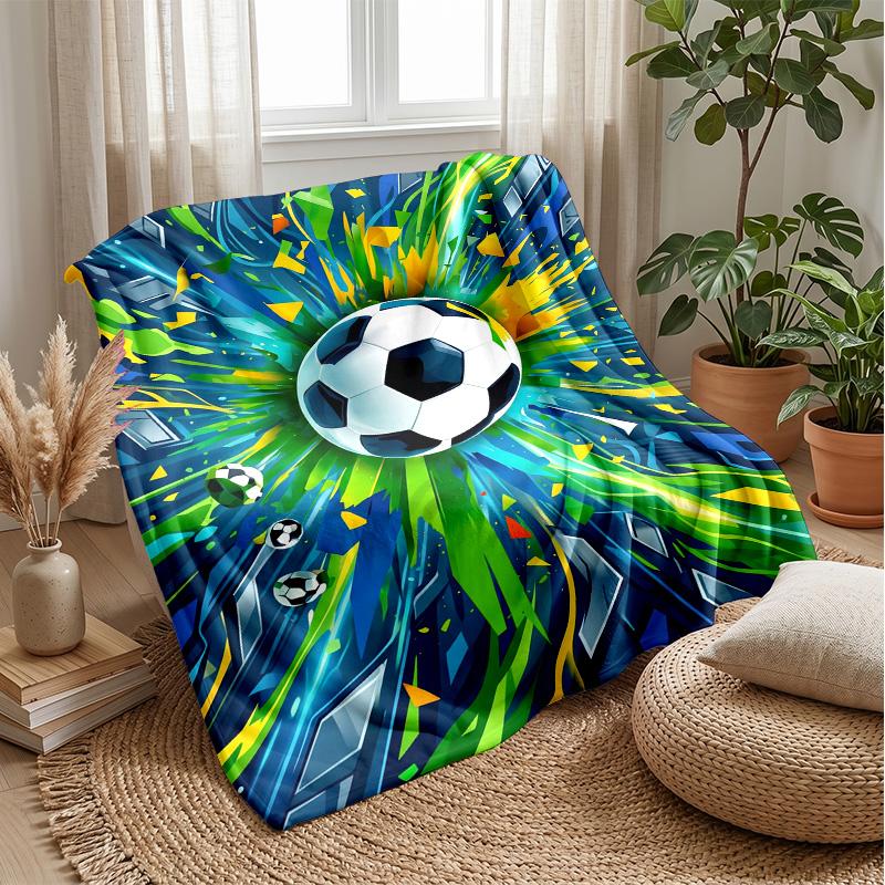 Soccer Ball Explosion 7 Theme Blanket Lightweight Warm Flannel Blanket Decorative Throw Blanket for Home Decoration