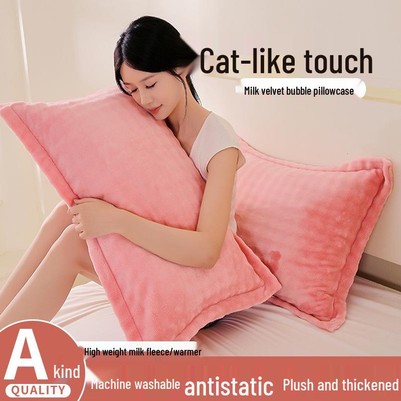 

Набор из 2 толстых бархатных фланелевых наволочек - Зимний коралловый флис, Односпальный или Двуспальный размер 48*74cm Pillowcase + Pillow Insert