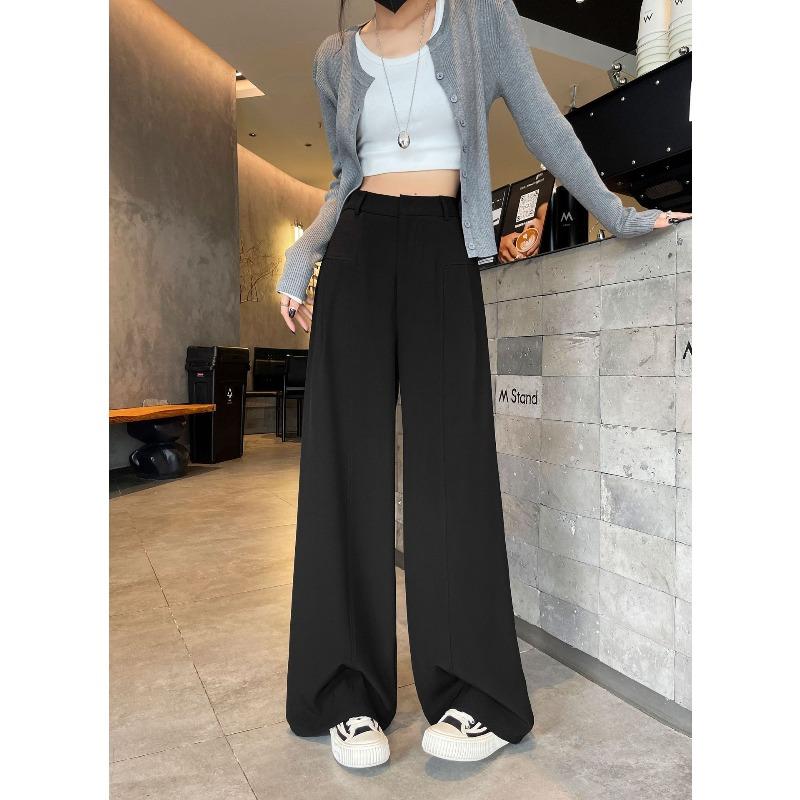 Ai Xuan, white suit wide-leg pants women's loose early autumn versatile black high-waisted casual straight-leg pants
