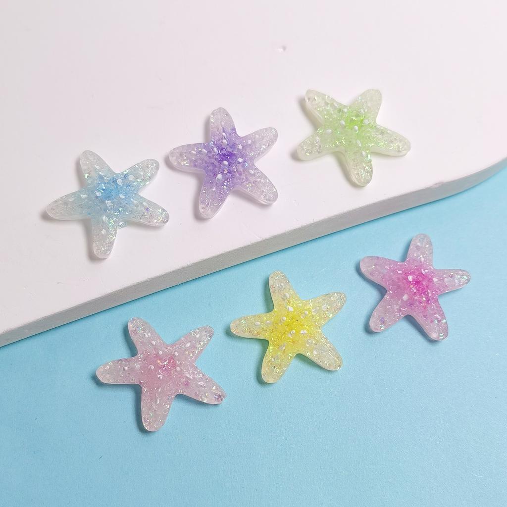 100pcs Cute Rainbow Colorful Starfish Flatback Resin Cabochon for Hair Bows DIY Scrapbooking Decoration Making Accessories