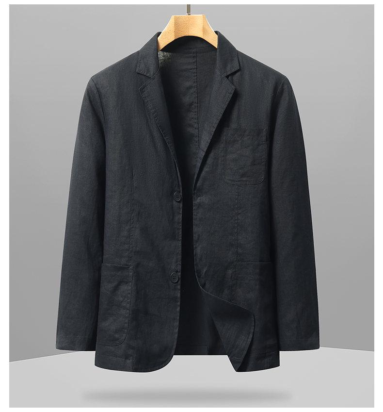 Men's Lightweight Linen Blazer - Light Blue, Breathable, Spring/Summer Casual Suit Jacket