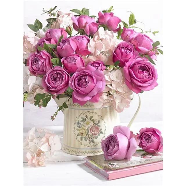 Paris Romantic Pink Flower Canvas Painting Art Wall Girl Lovely Nordic Pink Poster Prints for Living Room Home Decor Picture