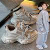 Girls Shoes 2025 Autumn New Children's Flash Diamond Dad Shoes Boys Sports Shoes Medium and Older Children's Lightweight Running Shoes