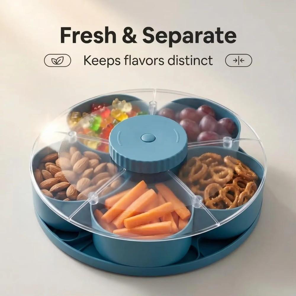 Multi-compartment Rotating Snack Tray Rotating Design Spinning Compartment Platter  for Snacks