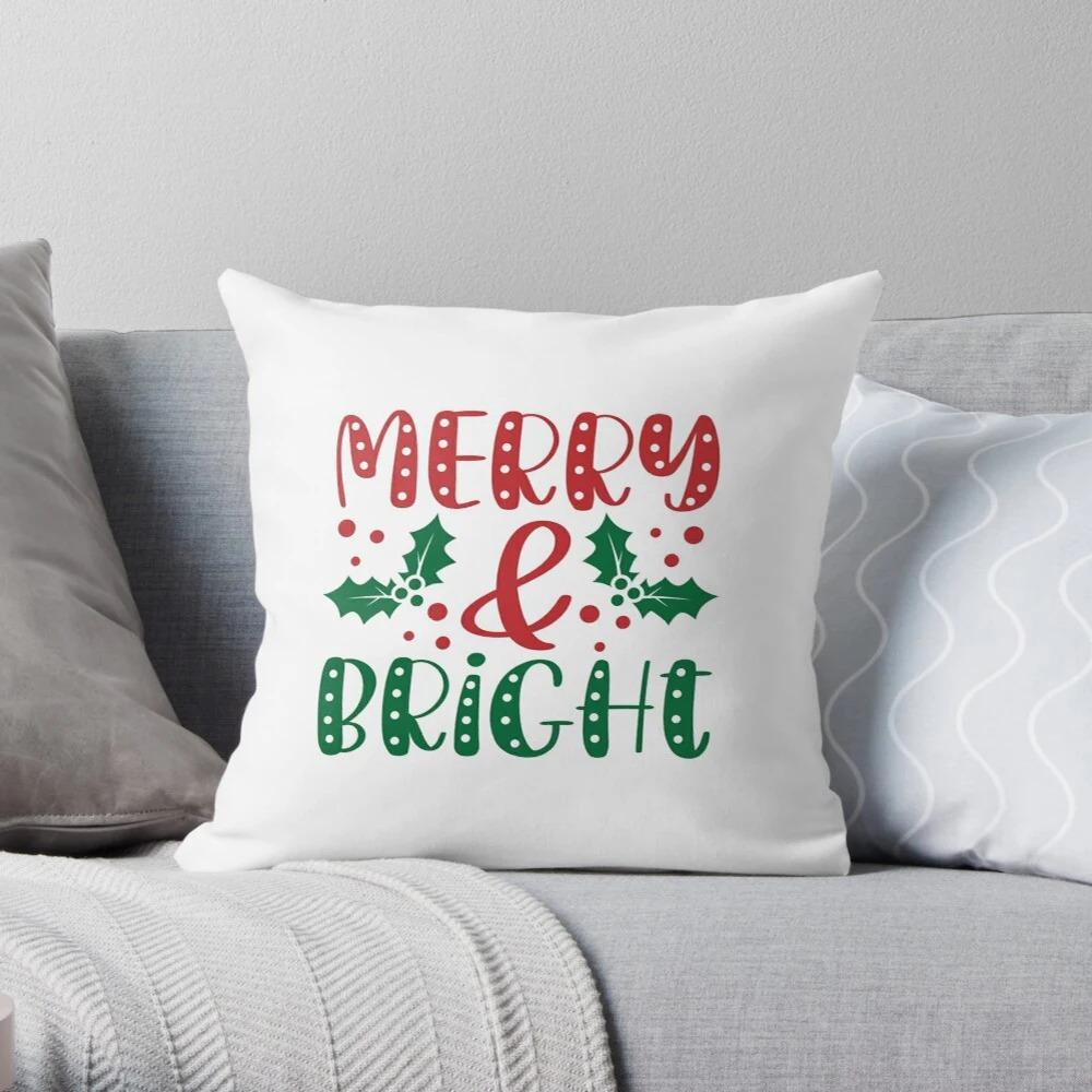 Merry Christmas Decoration Home Pillowcase Cushion Cover Colorful 45X45Cm Modern Living Room Sofa Bed Cartoon Cushion Cover