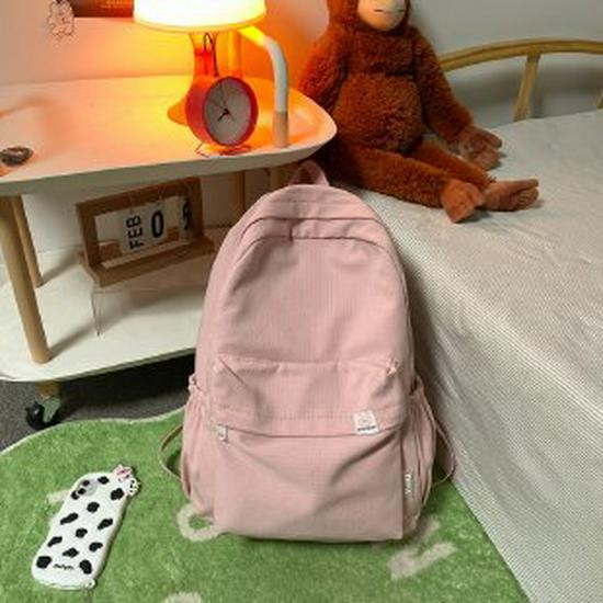 Japanese-Style Cute Solid Color Backpack for Girls and Women, Korean Version, Large Capacity for Middle and High School Students