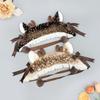Warm Cross-tie Scarf Leg Cover Mink Fur Fake Collar Lolita Deer Pattern Faux Fur Hat  Women Ladies