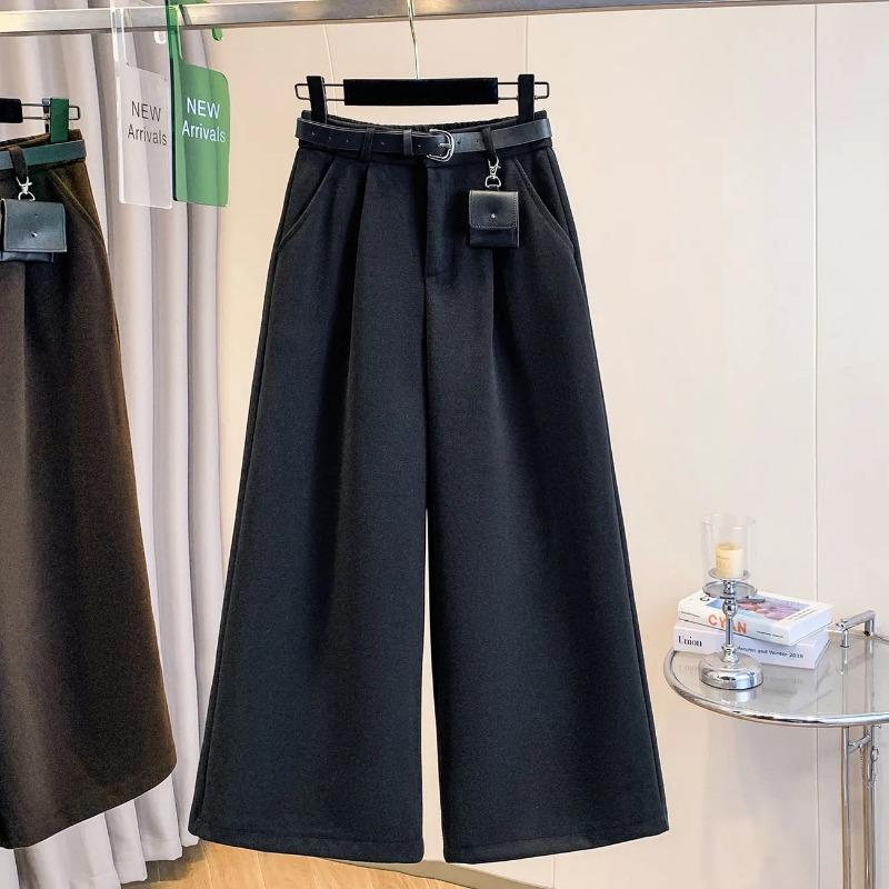 

Брюки женские больших размеров, утолщенные, эластичные, с высокой талией, длинные брюки, однотонные, флисовые, повседневные брюки с широкими штанинами XL чёрный