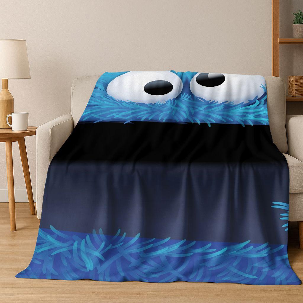 3D S-Sesame Cartoon Art Flannel Blanket,Cozy Soft Throw Blanket for Home Bedroom Bed Sofa Picnic Office Cover Gift Kids