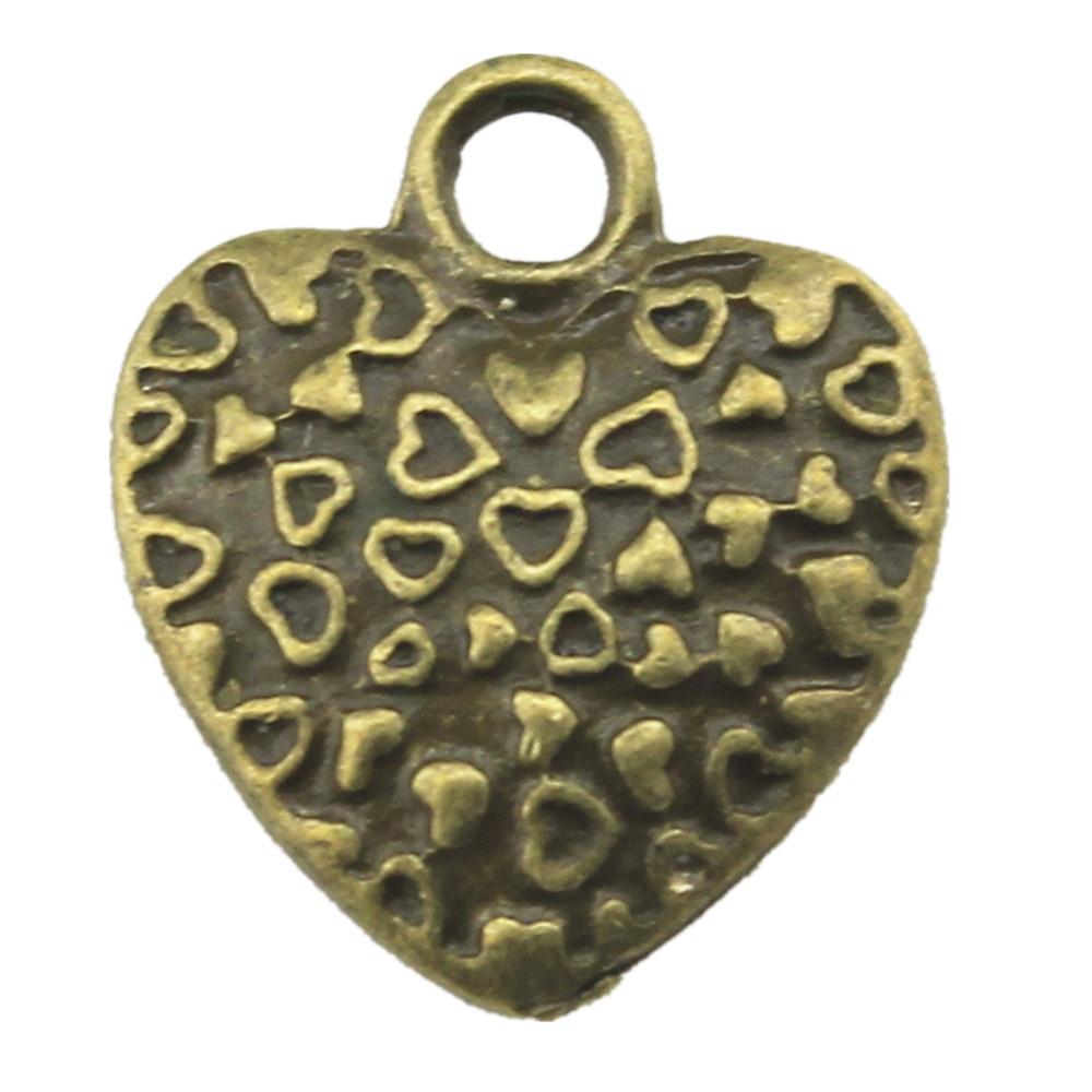 

10шт Сердце Шармы Шармы Античная бронза Цвет Цинковый сплав 20X17mm