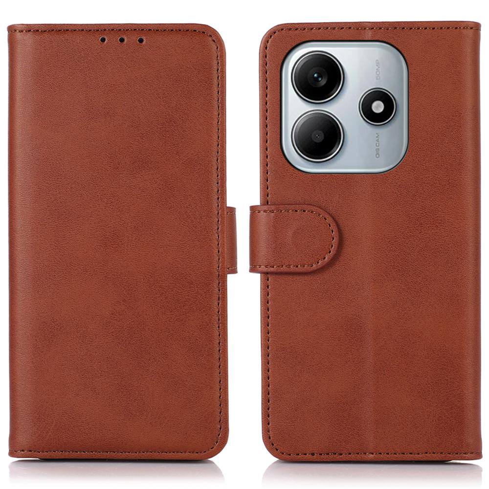 For Xiaomi Redmi Note 14 4G (163.25mm) Case Cowhide Texture Leather Wallet Phone Cover with Stand