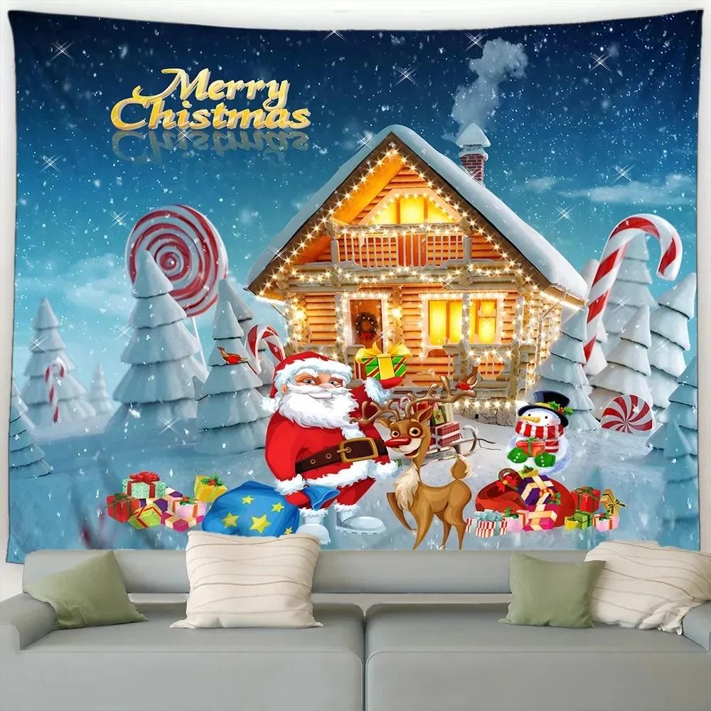 Christmas Sleigh Santa Claus Tapestry Bedroom Living Room Home Christmas Decoration