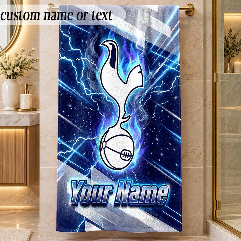 Beach TowelTottenham Hotspur FC Custom Name Text Personalized Soft Towel for Beach Pool Indoor Home Decor Gift