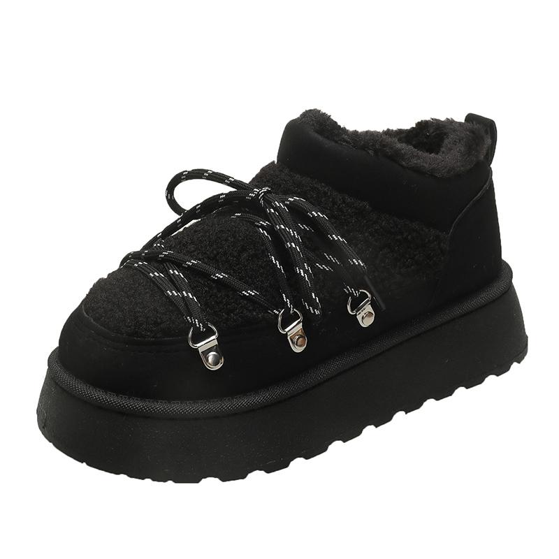 2025 НОВЫЕ Высококачественные и Модные Универсальные Женские Ботильоны на Толстой Подошве с Круглым Носком Зимние Теплые Хлопковые Ботинки 36 3456₽