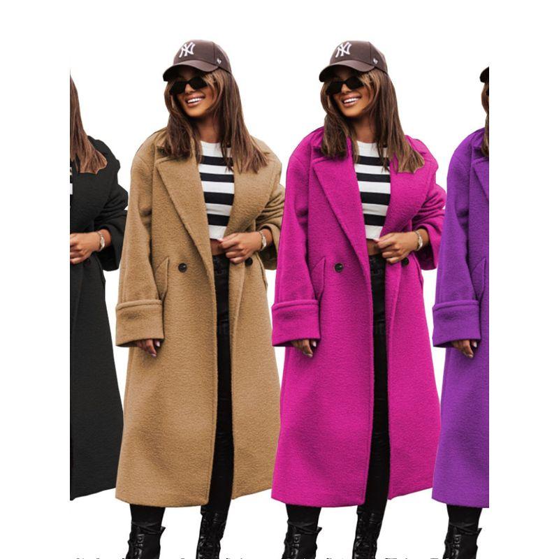 

Independent Station Amazon Fashion Style Fashion Elegant Fall and Winter Suit Collar Long Woolen Coat Overcoat Women s Clothes Fashion Black L