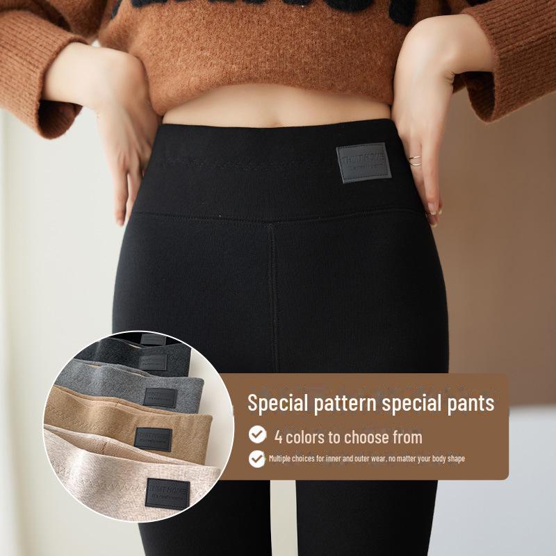 High-Waisted Slim Fit Women's Plush Leggings - Warm Thick Cotton Trousers for Autumn/Winter 2024