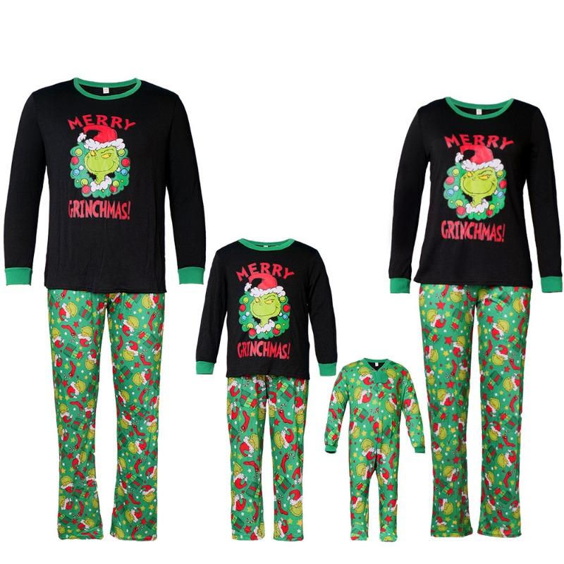 New autumn and winter Christmas parent-child clothing, whole family decoration cartoon characters parent-child family of three four Christmas
