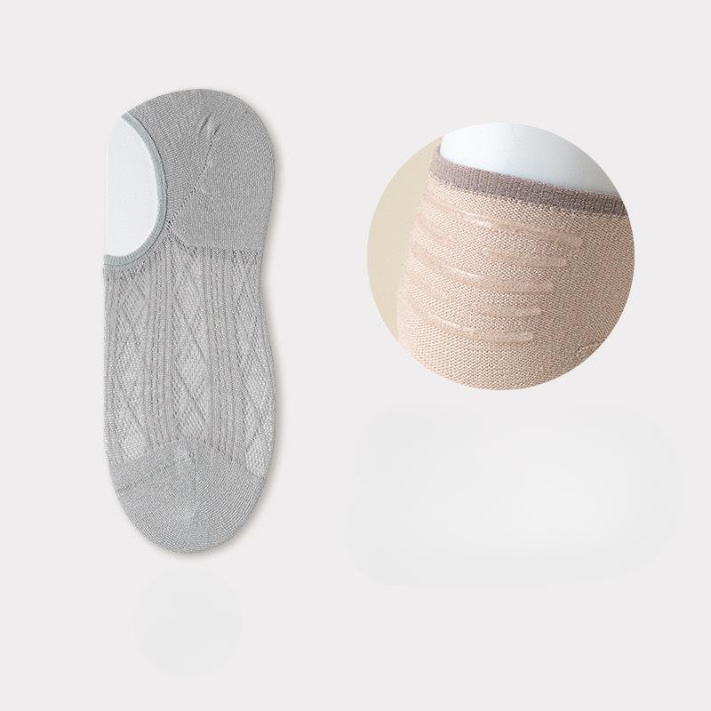 Women's Summer Thin Casual Solid Color Breathable Invisible Silicone Non Skid Boat Socks