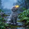 Solar Resin Dog Statue Light Outdoor Waterproof LED Garden Decor for Patio Yard Lawn Landscape Sculpture