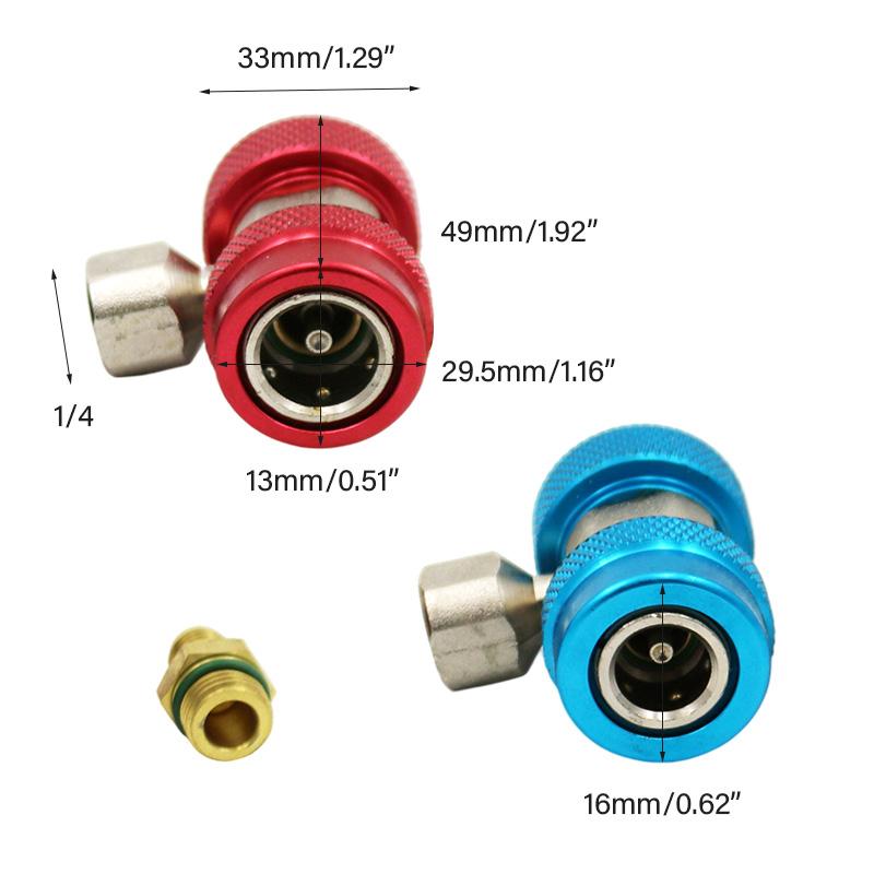 For R134A H/L Auto Car Quick Coupler Connector Brass Plating Adapter Air Conditioning Refrigerant Adjustable AC Manifold Gauge