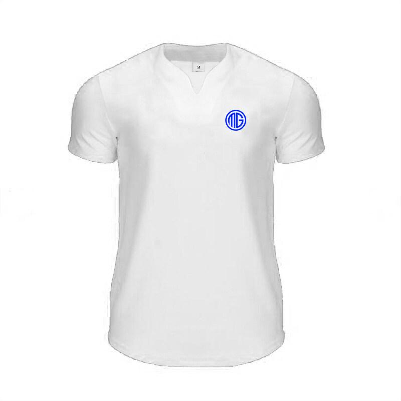 

Muscleguys Summer Casual V-neck Short Sleeves Men Gym Fitness T-shirt Male Training Workout Cotton Slim Tees Tops Fashion Bodybuilding T-shirt XXL білий