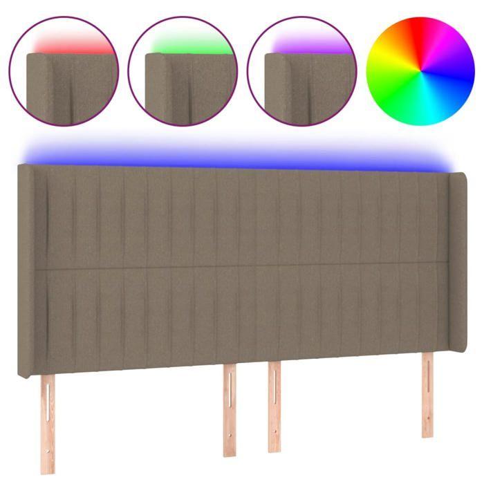VidaXL Tête de Lit à LED Meuble de Chambre à Coucher Accessoire de Lit Double Tête de Cadre de Lit Intérieur Taupe 3124304