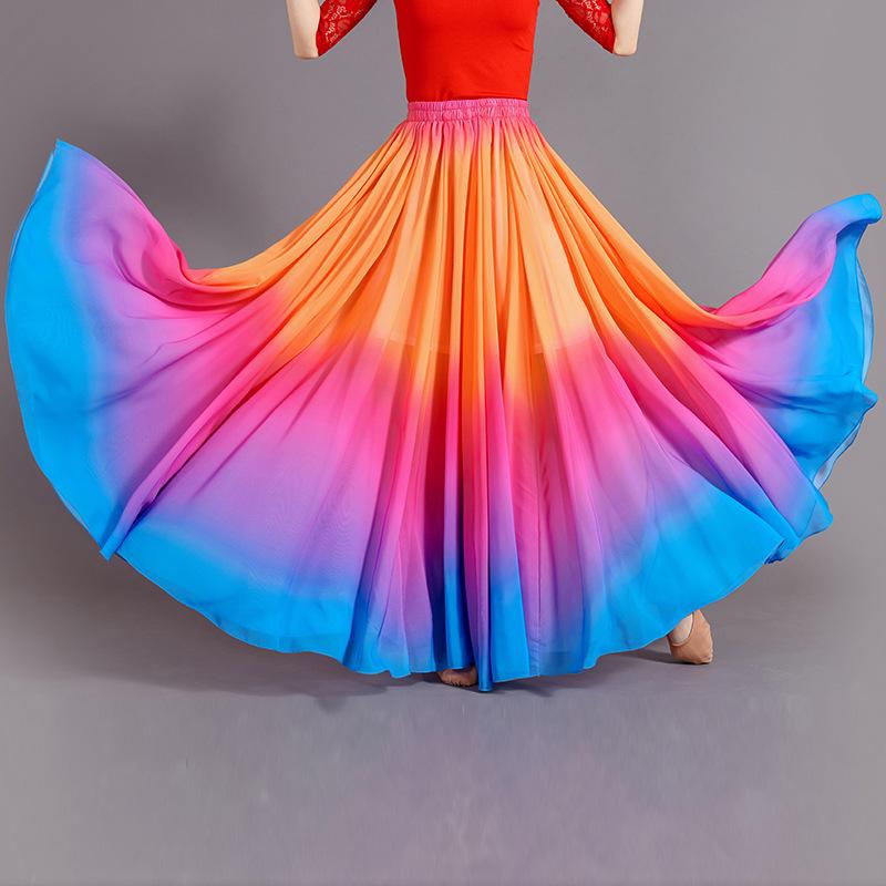 Xinjiang Meisjes Moderne Dans Chiffon Rok - 720 Graden Draai Oefen Kostuum