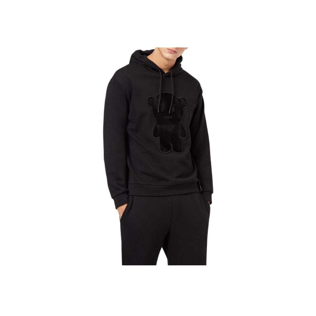 Emporio Armani Bear Pattern Hooded Sweatshirt Men tops Black 6G1MD8-1J36Z-0999