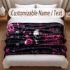 Skull Gothic Theme Soft Blanket Personalized Custom Name Text Print Warm Blanket Home Sofa Bedroom Decor